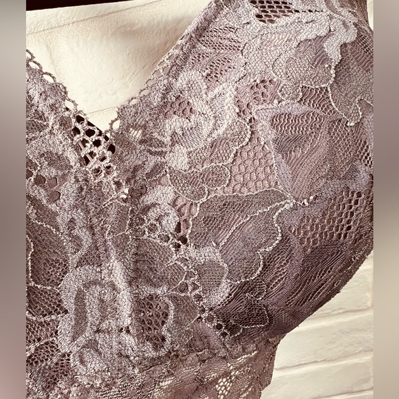 NWT Soma Signature Lace Longline Wireless Lined Bralette L Excalibur Grey #0465 - Picture 4 of 14